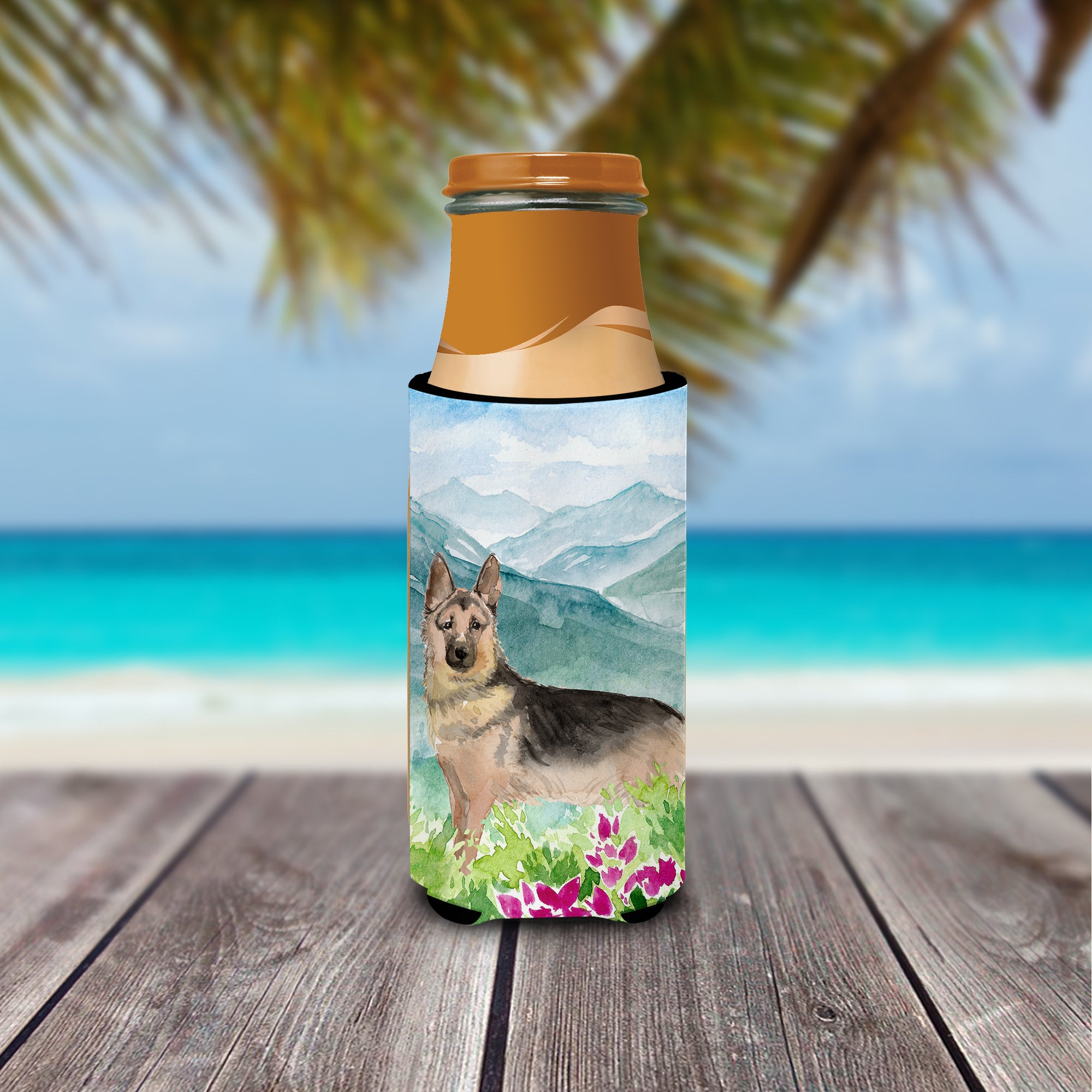 Mountian Flowers German Shepherd  Ultra Hugger for slim cans CK1977MUK  the-store.com.