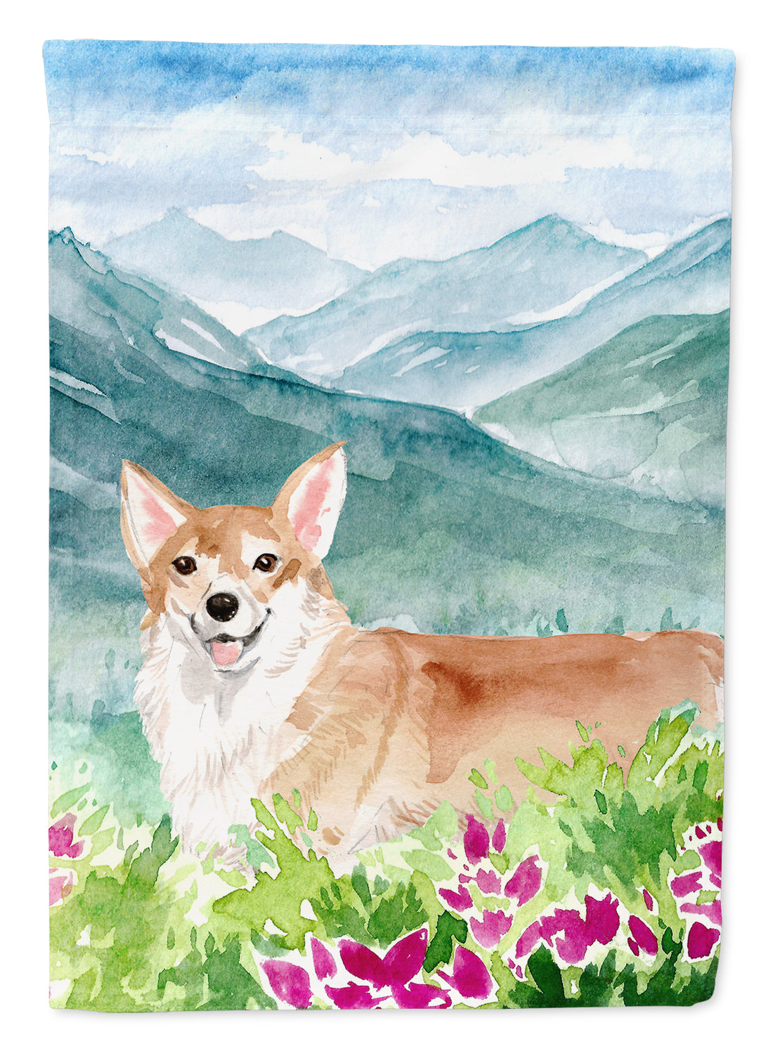 Mountian Flowers Corgi Flag Canvas House Size CK1981CHF  the-store.com.