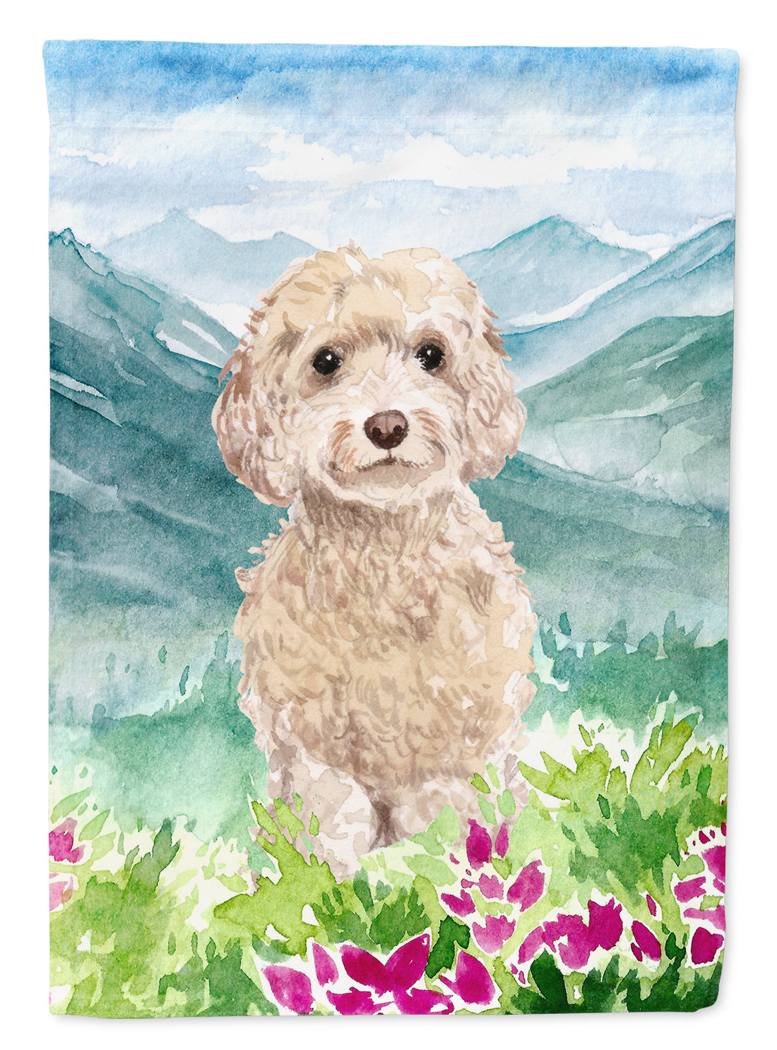 Mountian Flowers Goldendoodle Flag Canvas House Size CK1984CHF  the-store.com.