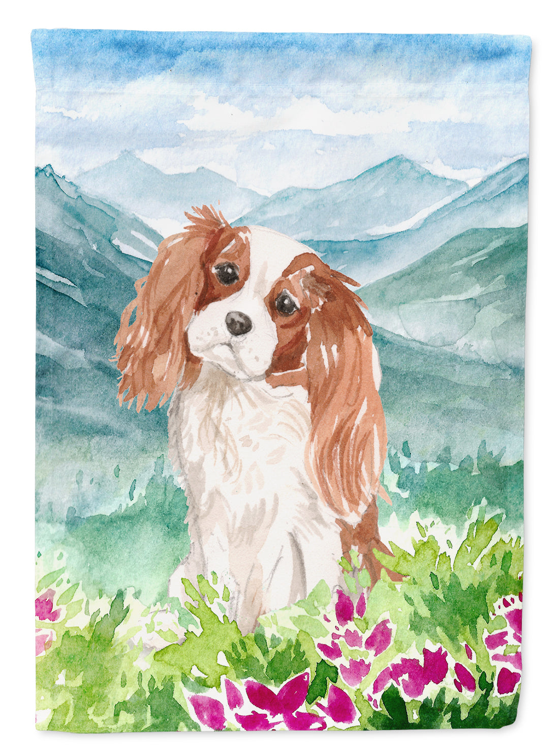 Mountian Flowers Blenheim Cavalier Spaniel Flag Canvas House Size CK1985CHF  the-store.com.