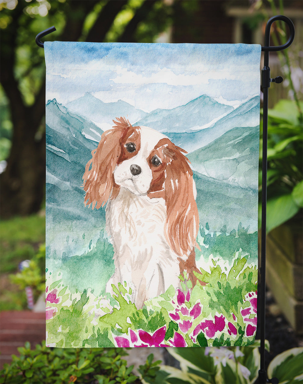 Mountian Flowers Blenheim Cavalier Spaniel Flag Garden Size CK1985GF  the-store.com.