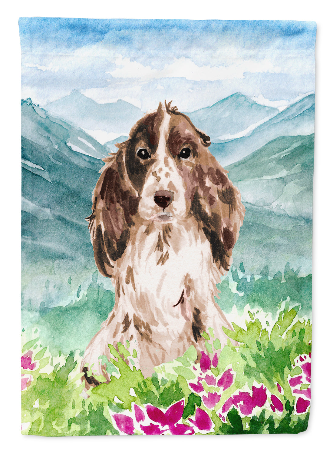 Mountian Flowers Chocolate Parti Cocker Spaniel Flag Garden Size CK1987GF  the-store.com.