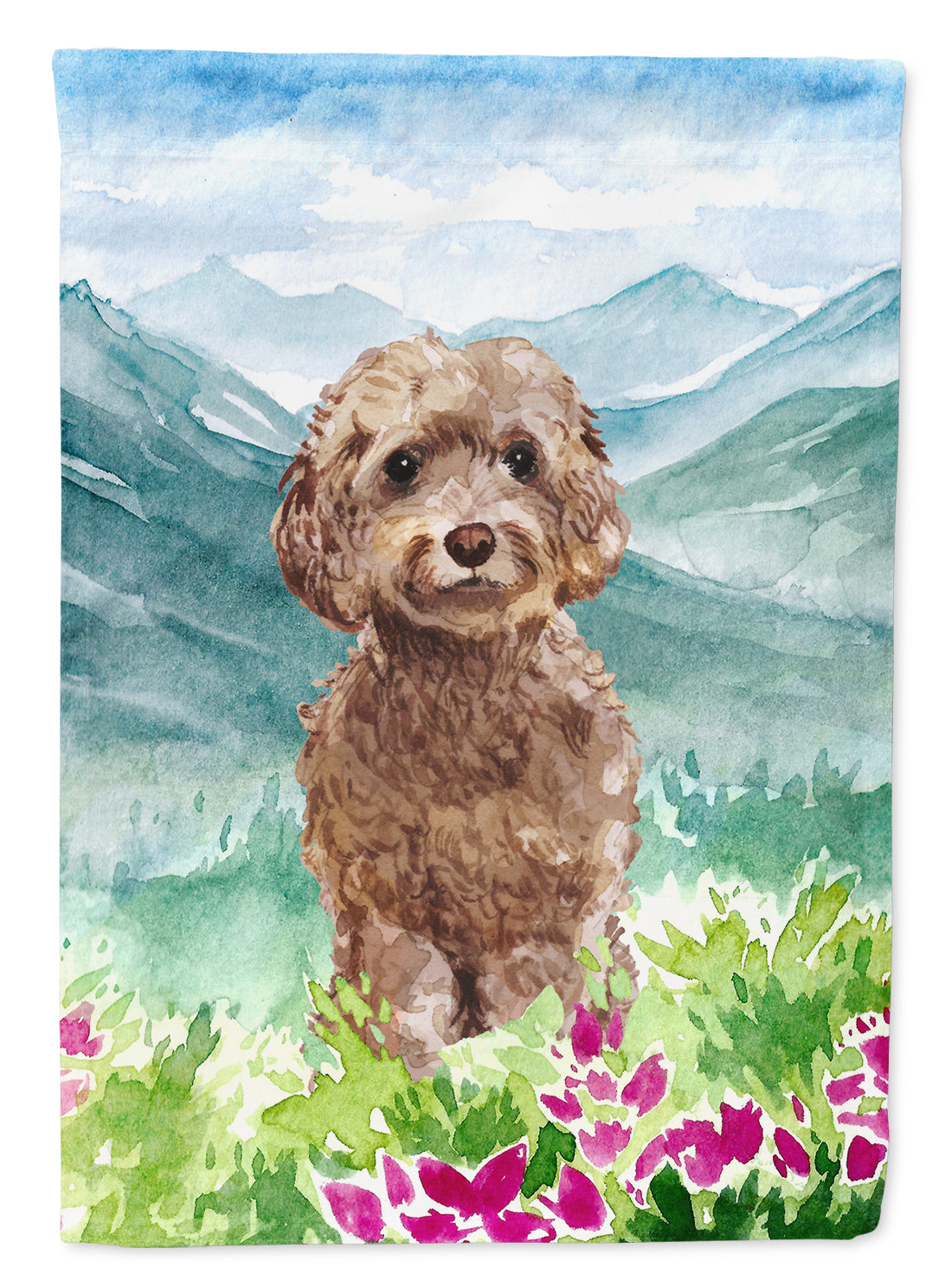 Mountian Flowers Labradoodle Flag Canvas House Size CK1988CHF  the-store.com.