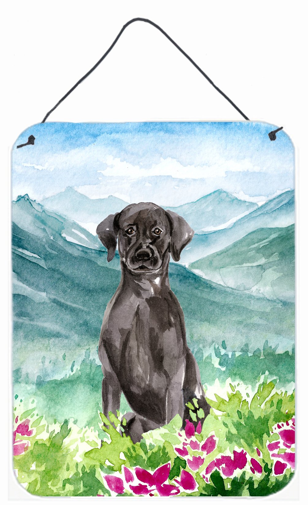 Mountian Flowers Black Lab Wall or Door Hanging Prints CK1992DS1216 by Caroline's Treasures