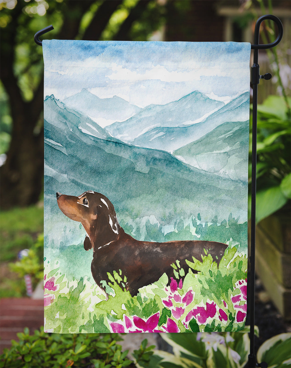 Mountian Flowers Dachshund Flag Garden Size CK1993GF  the-store.com.