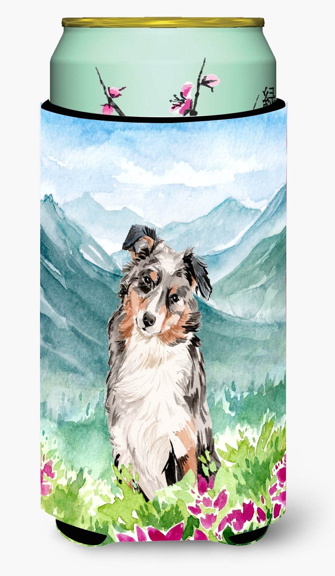 Mountian Flowers Australian Shepherd Tall Boy Beverage Insulator Hugger CK1995TBC by Caroline's Treasures