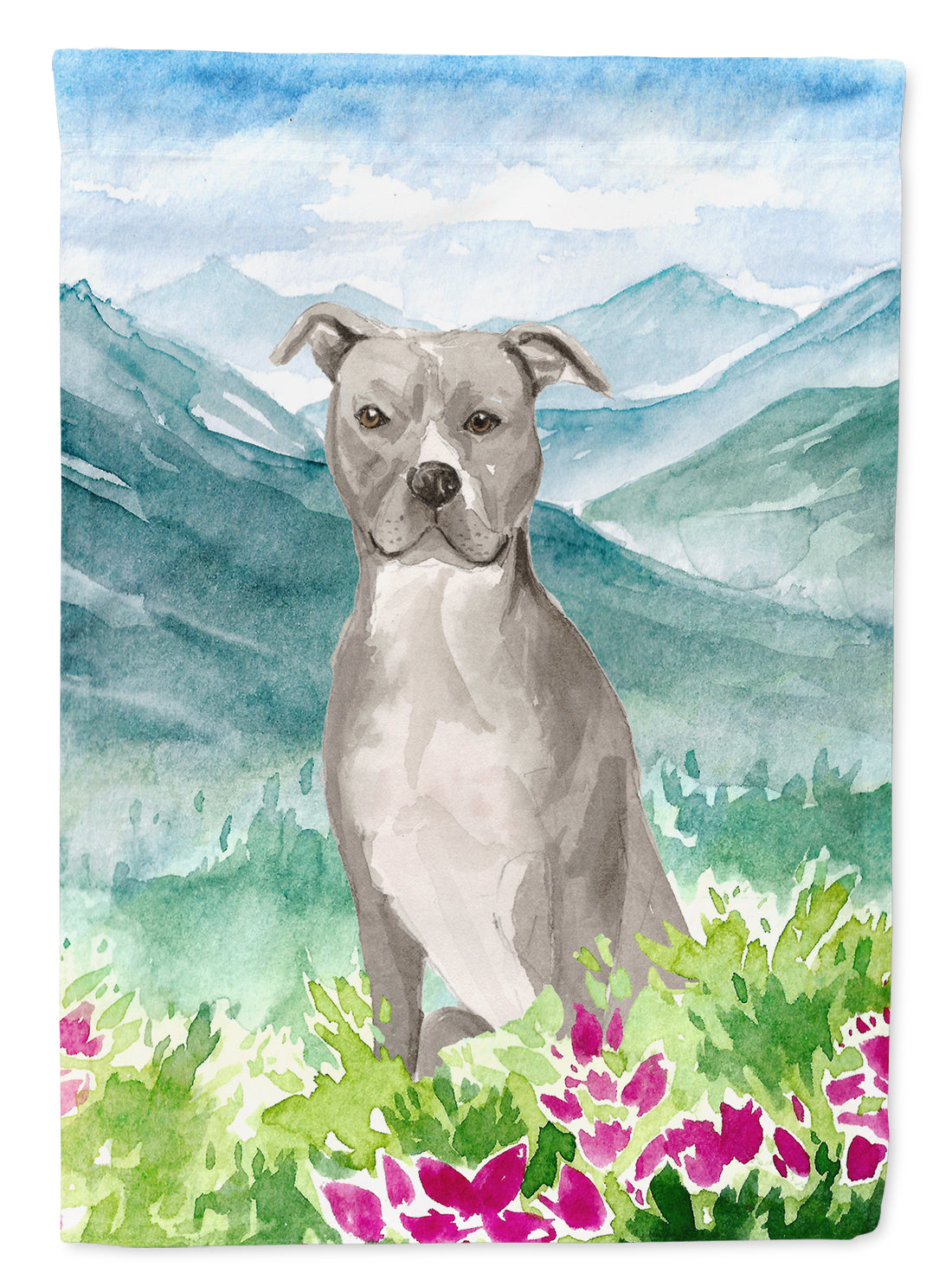 Mountian Flowers Staffordshire Bull Terrier Flag Garden Size CK1997GF  the-store.com.