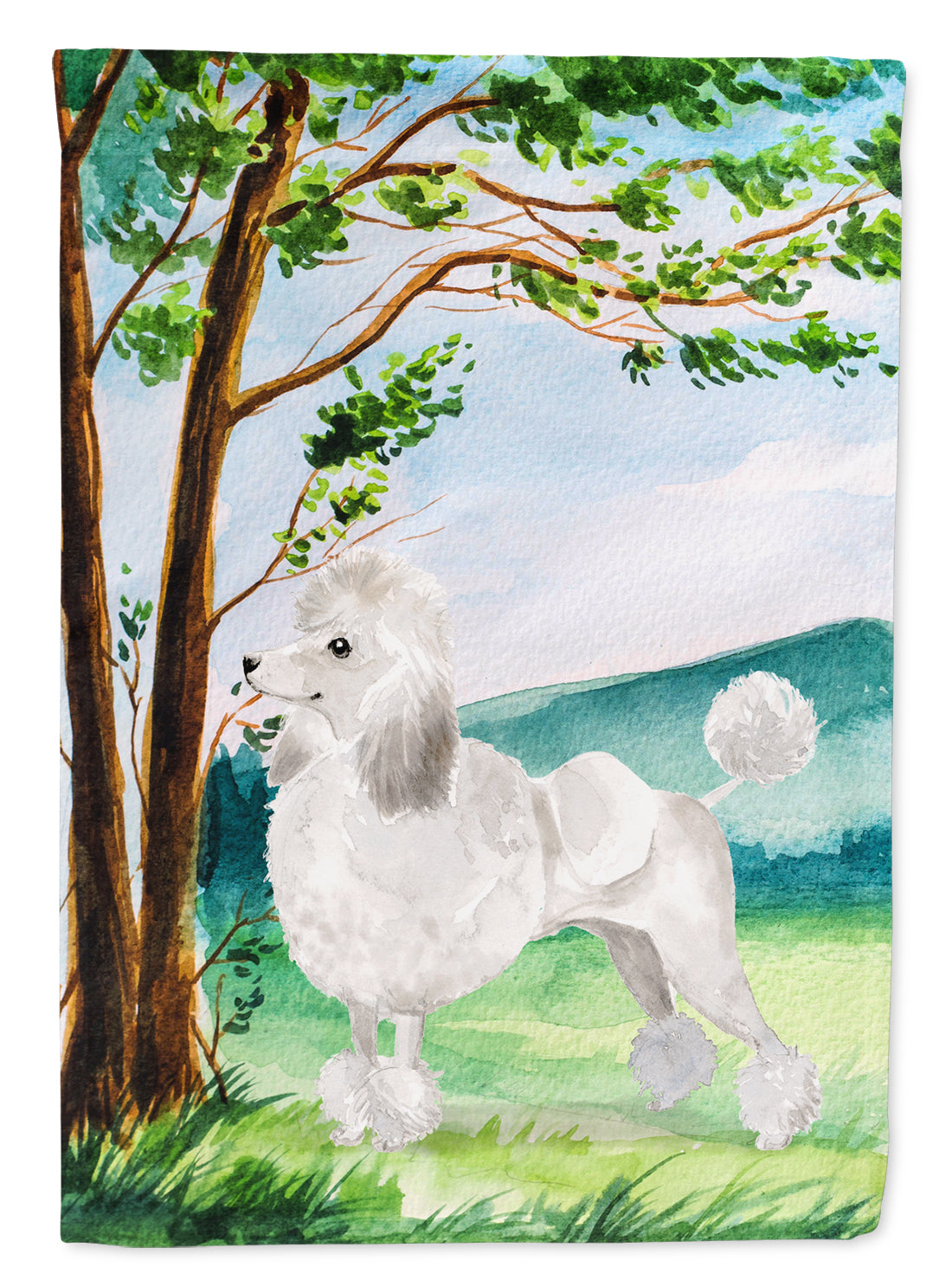 Under the Tree White Poodle Flag Garden Size CK1999GF  the-store.com.