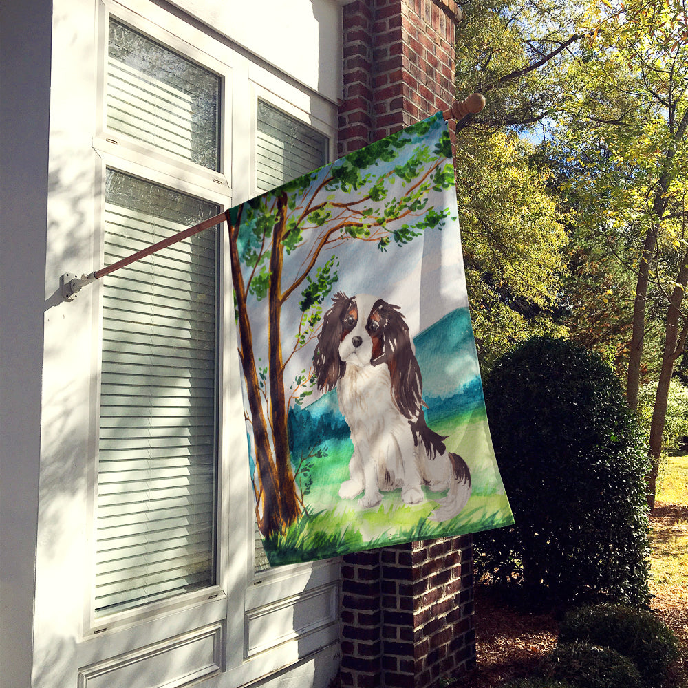 Under the Tree Tricolor Cavalier Spaniel Flag Canvas House Size CK2001CHF  the-store.com.