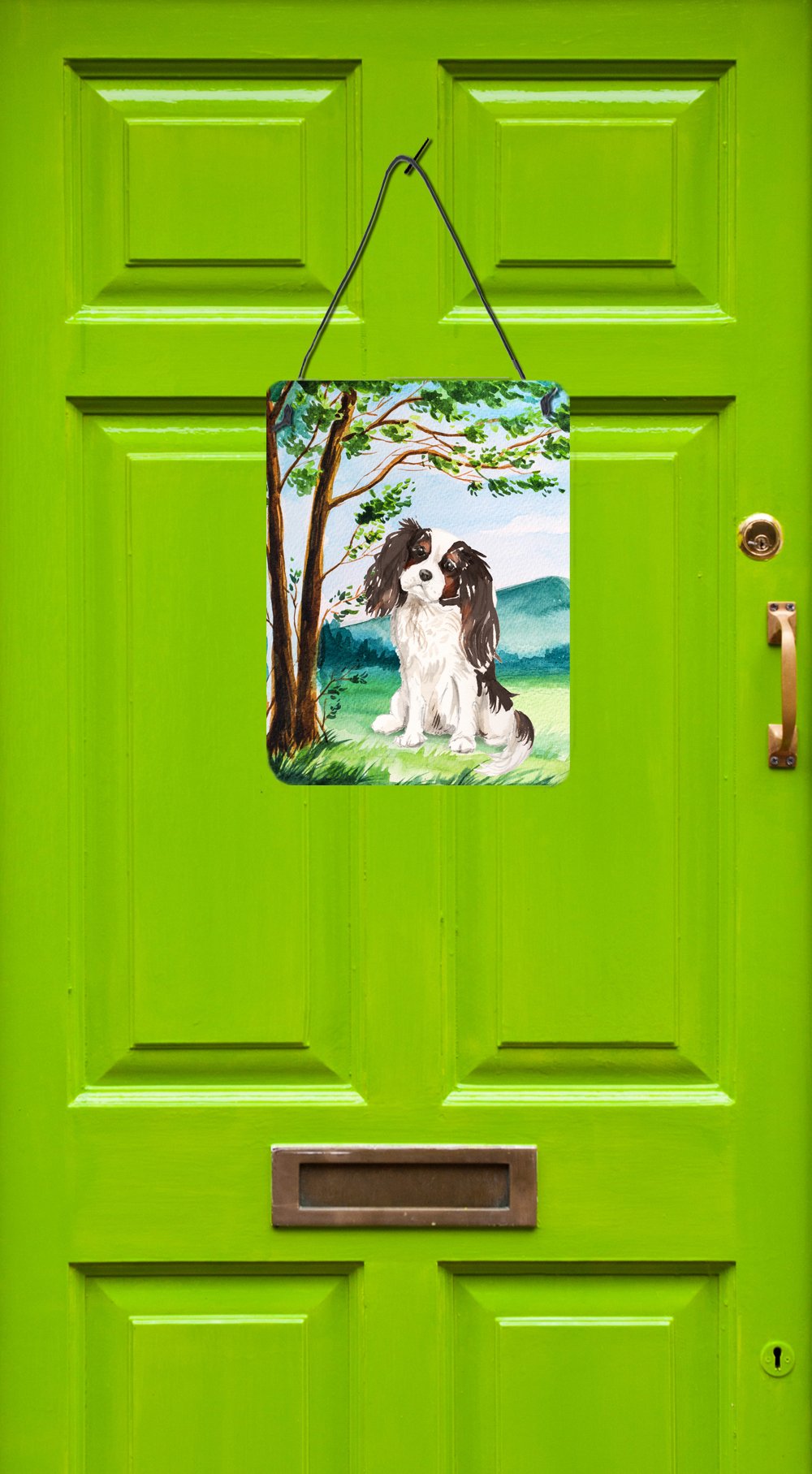 Under the Tree Tricolor Cavalier Spaniel Wall or Door Hanging Prints CK2001DS1216 by Caroline's Treasures