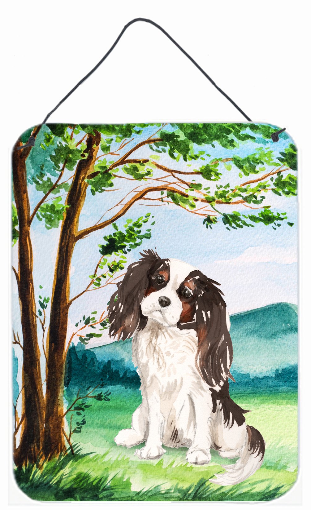 Under the Tree Tricolor Cavalier Spaniel Wall or Door Hanging Prints CK2001DS1216 by Caroline's Treasures