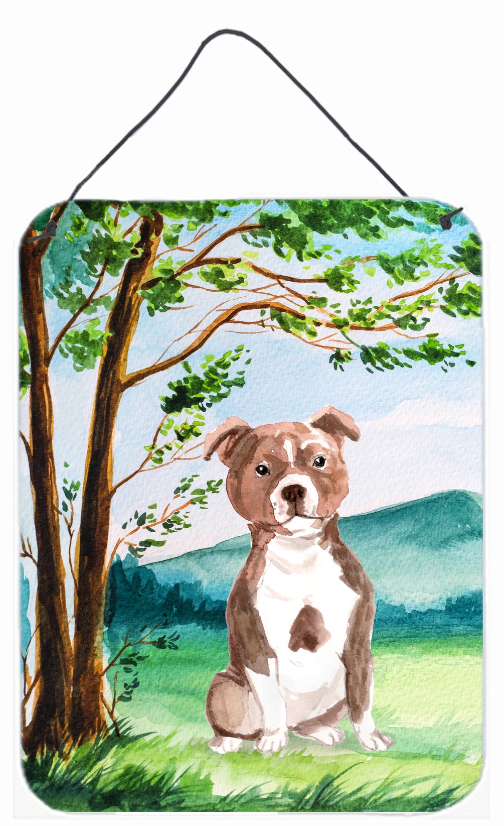 Under the Tree Red Staffie Wall or Door Hanging Prints CK2003DS1216 by Caroline's Treasures