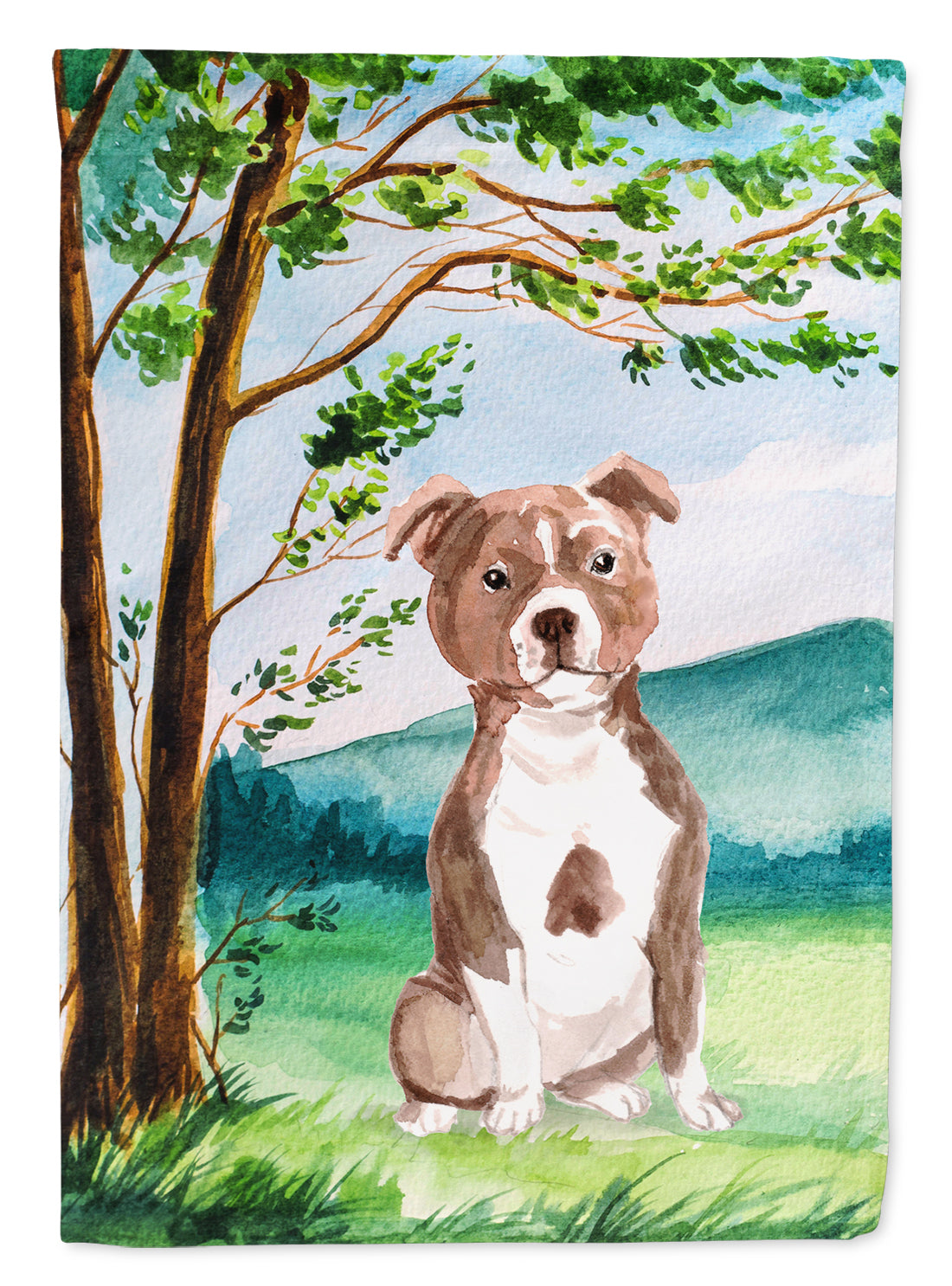 Under the Tree Red Staffie Flag Garden Size CK2003GF  the-store.com.