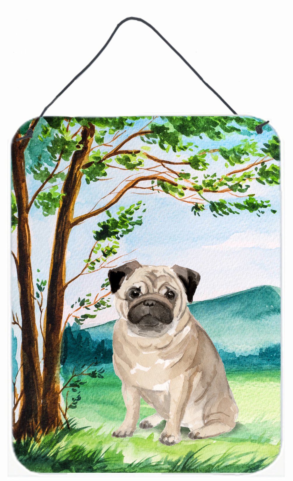 Under the Tree Fawn Pug Wall or Door Hanging Prints CK2004DS1216 by Caroline's Treasures