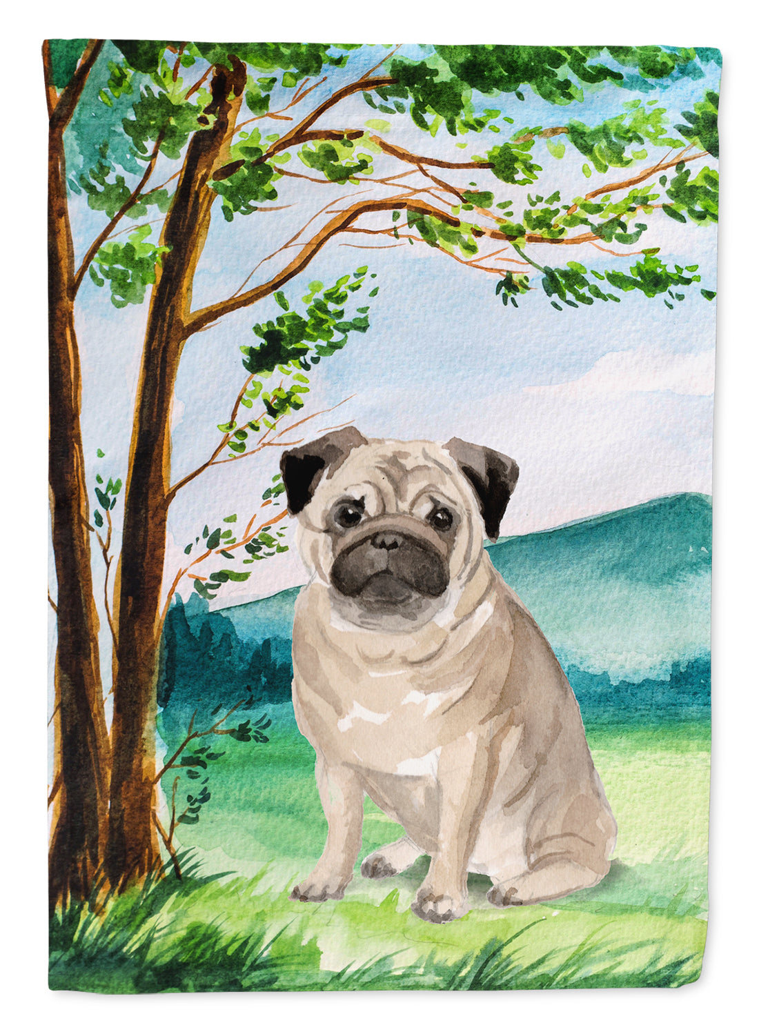 Under the Tree Fawn Pug Flag Garden Size CK2004GF  the-store.com.