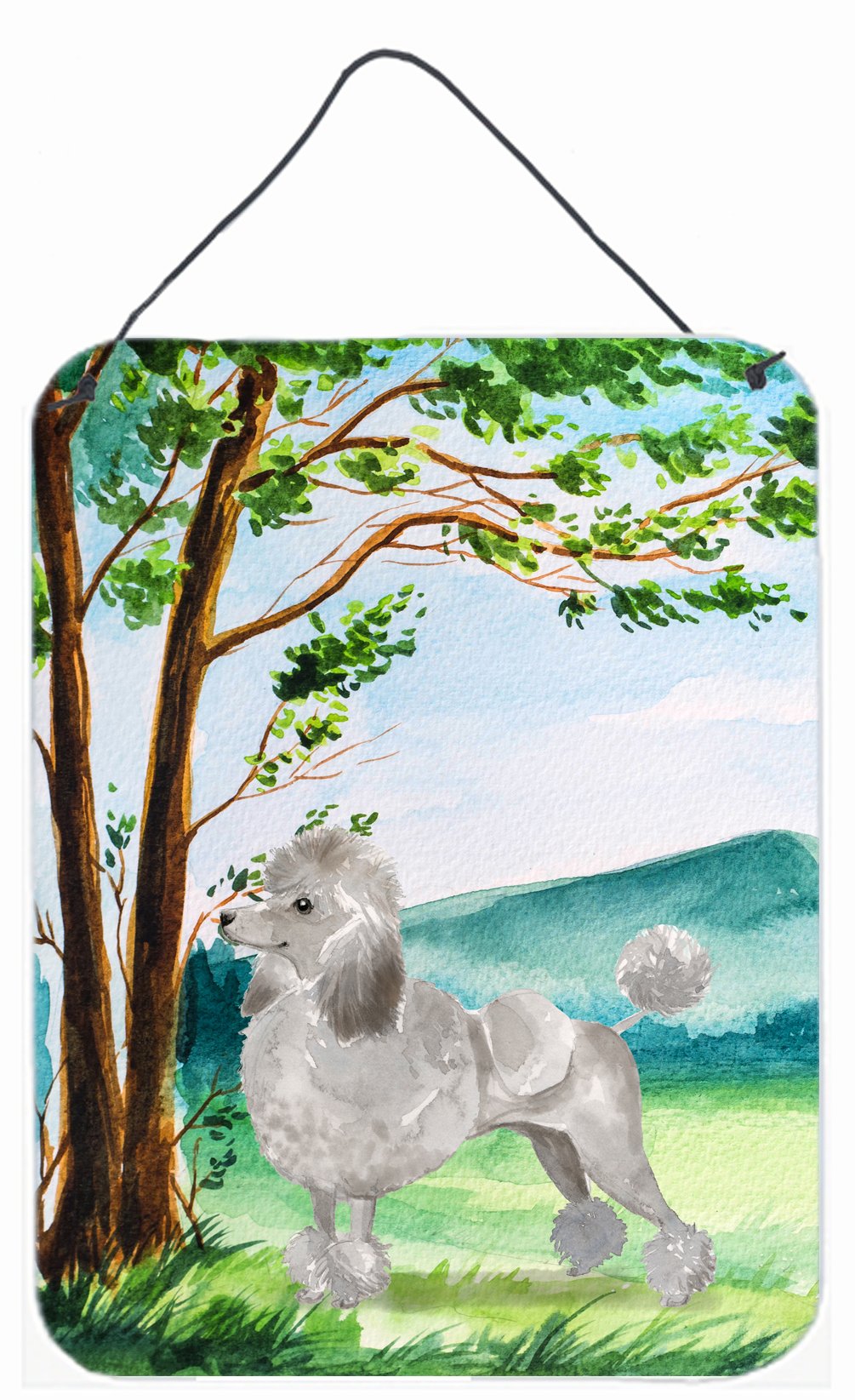 Under the Tree Silver Poodle Wall or Door Hanging Prints CK2010DS1216 by Caroline's Treasures