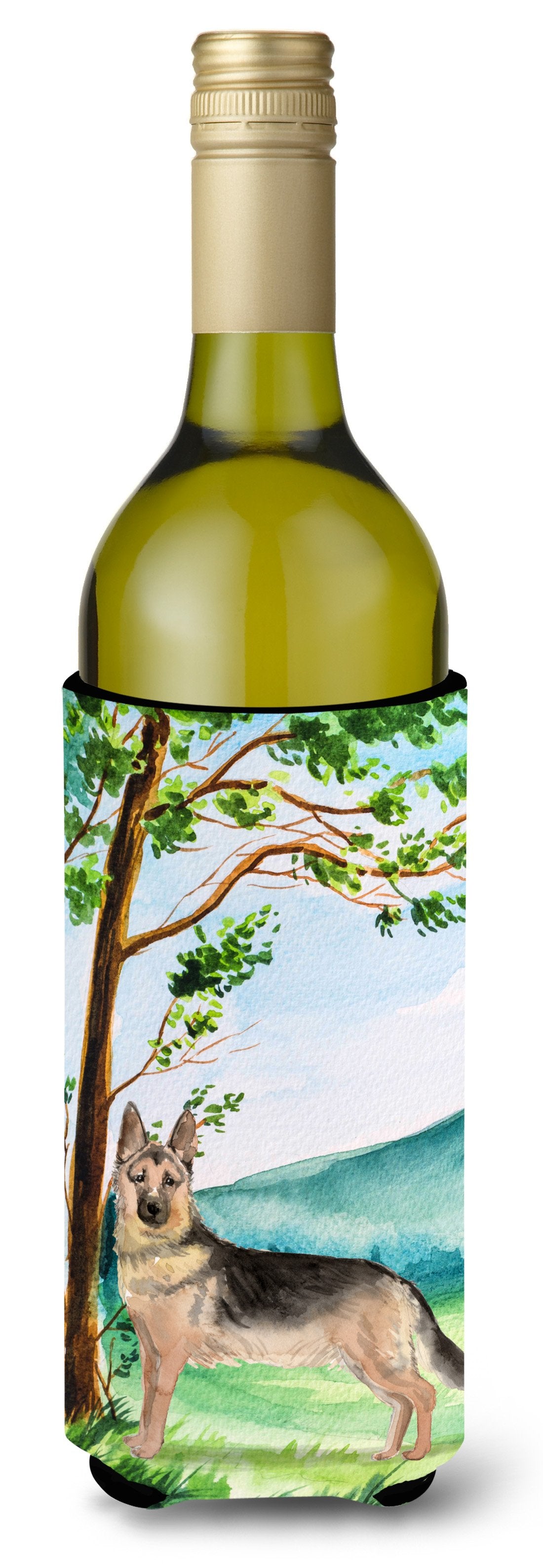 Under the Tree German Shepherd Wine Bottle Beverage Insulator Hugger CK2012LITERK by Caroline's Treasures