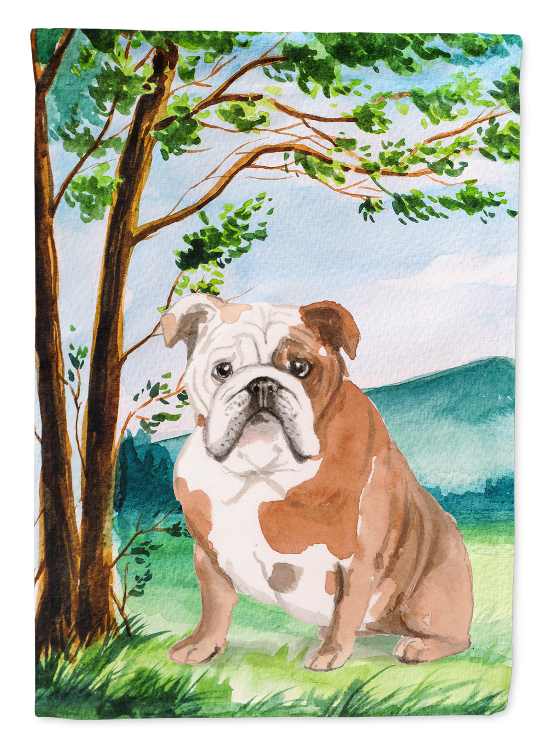 Under the Tree English Bulldog Flag Canvas House Size CK2014CHF  the-store.com.