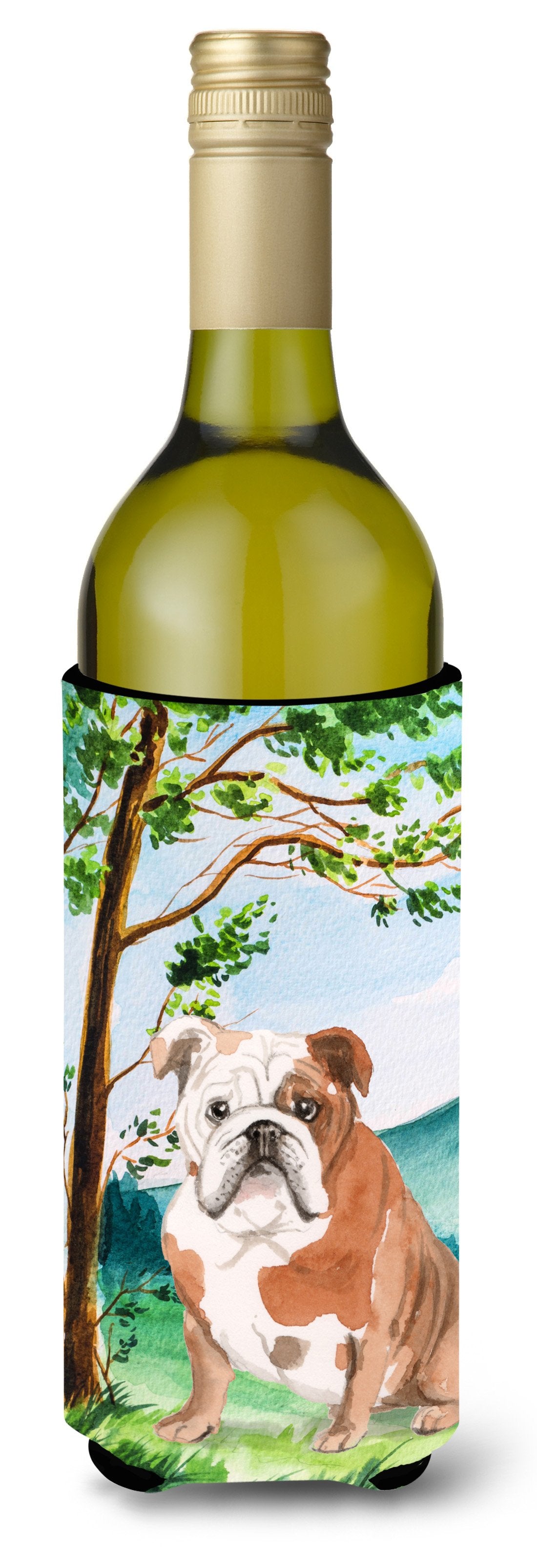 Under the Tree English Bulldog Wine Bottle Beverage Insulator Hugger CK2014LITERK by Caroline's Treasures