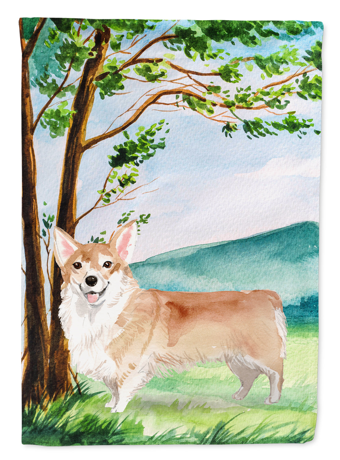 Under the Tree Corgi Flag Canvas House Size CK2016CHF  the-store.com.