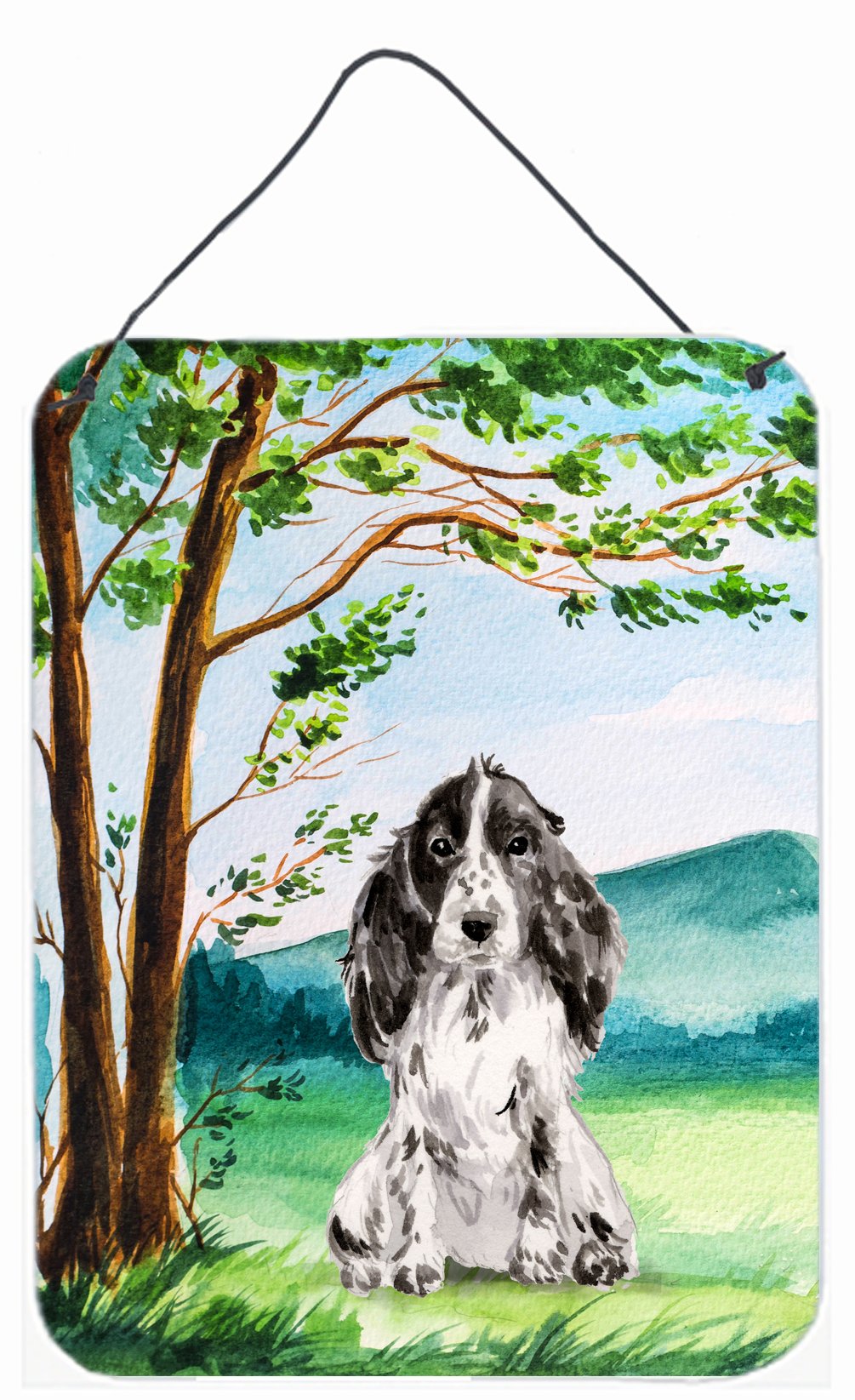 Under the Tree Black Parti Cocker Spaniel Wall or Door Hanging Prints CK2017DS1216 by Caroline's Treasures