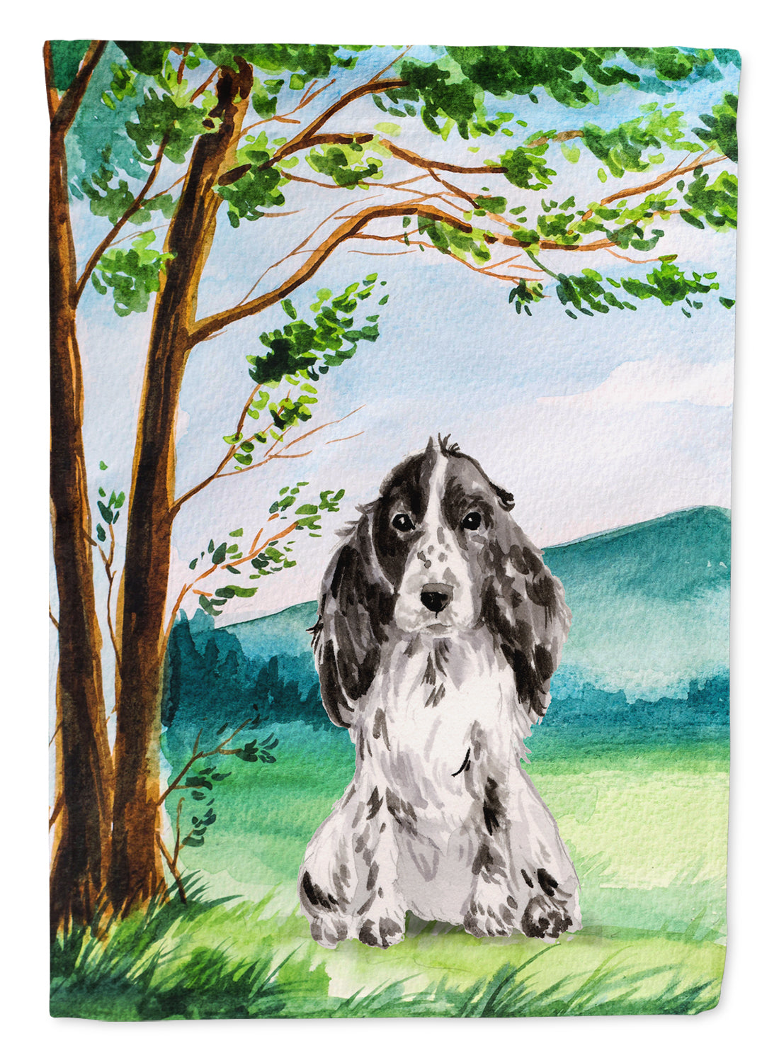 Under the Tree Black Parti Cocker Spaniel Flag Garden Size CK2017GF  the-store.com.