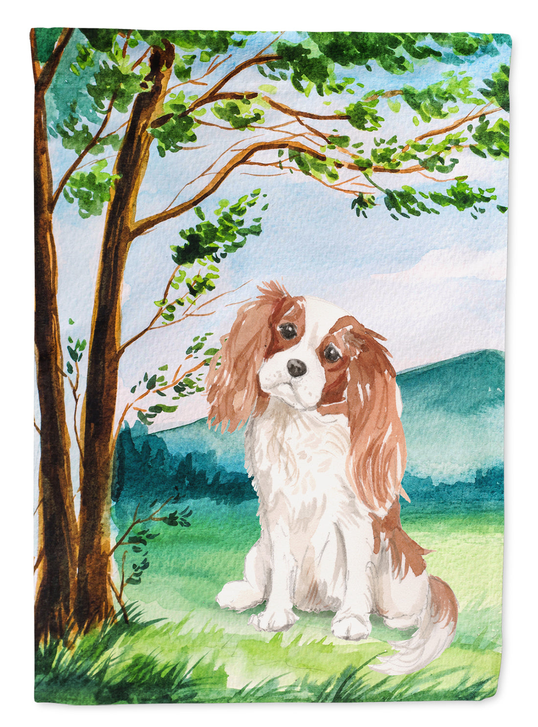 Under the Tree Blenheim Cavalier Spaniel Flag Canvas House Size CK2020CHF  the-store.com.