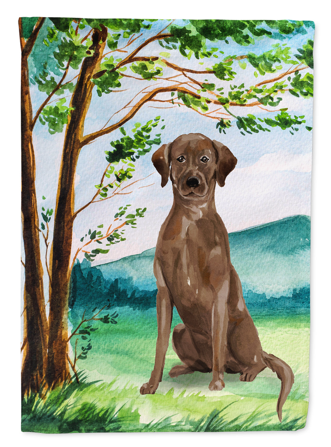 Under the Tree Chocolate Labrador Flag Canvas House Size CK2021CHF  the-store.com.