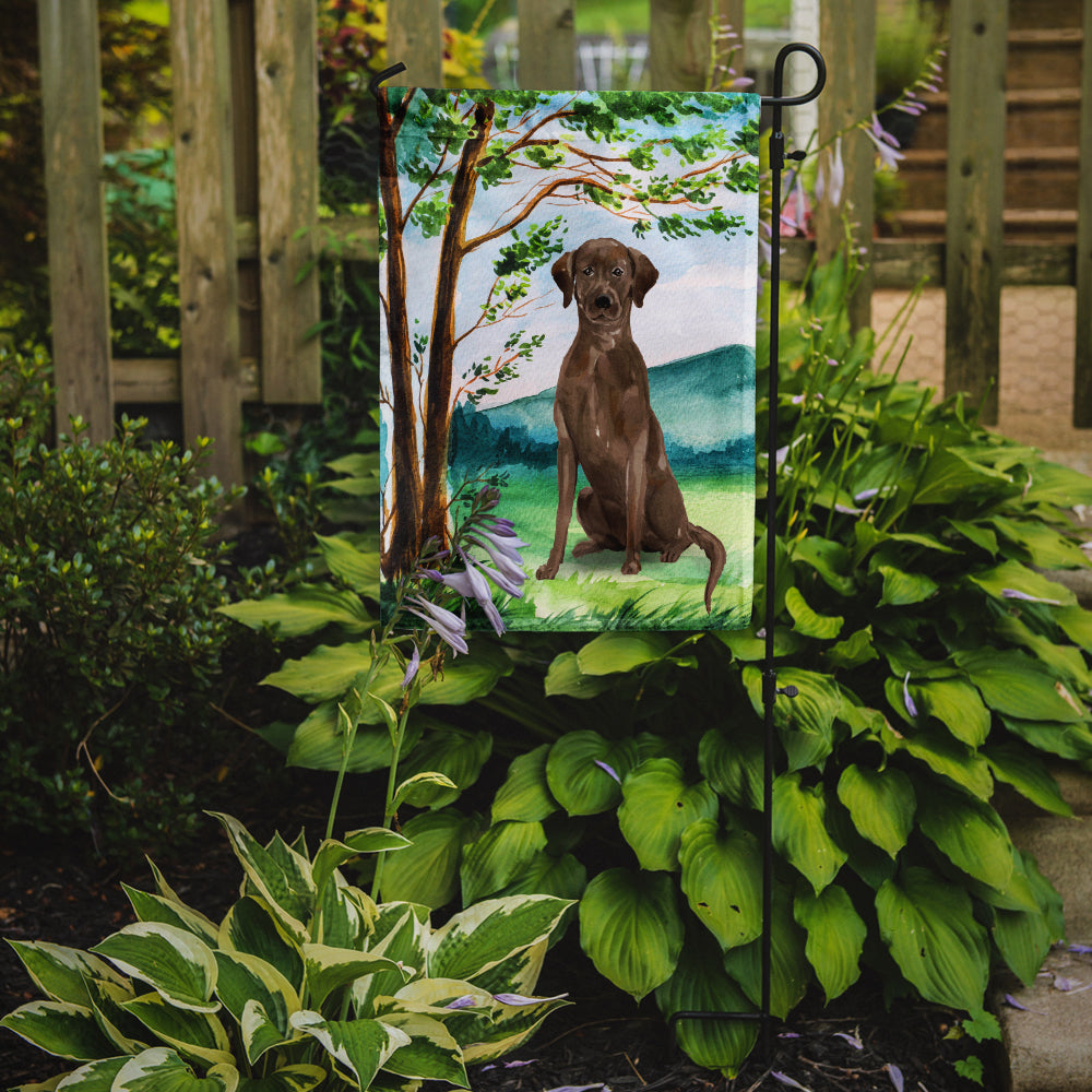 Under the Tree Chocolate Labrador Flag Garden Size CK2021GF  the-store.com.