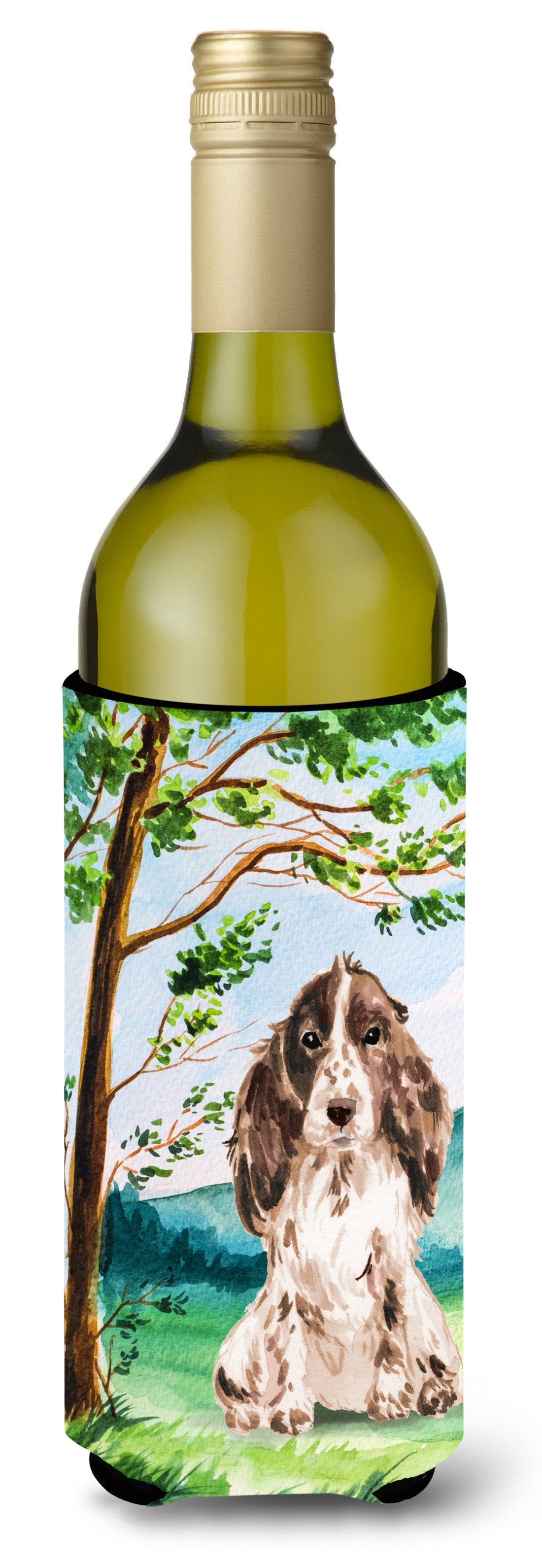 Under the Tree Chocolate Parti Cocker Spaniel Wine Bottle Beverage Insulator Hugger CK2022LITERK by Caroline's Treasures