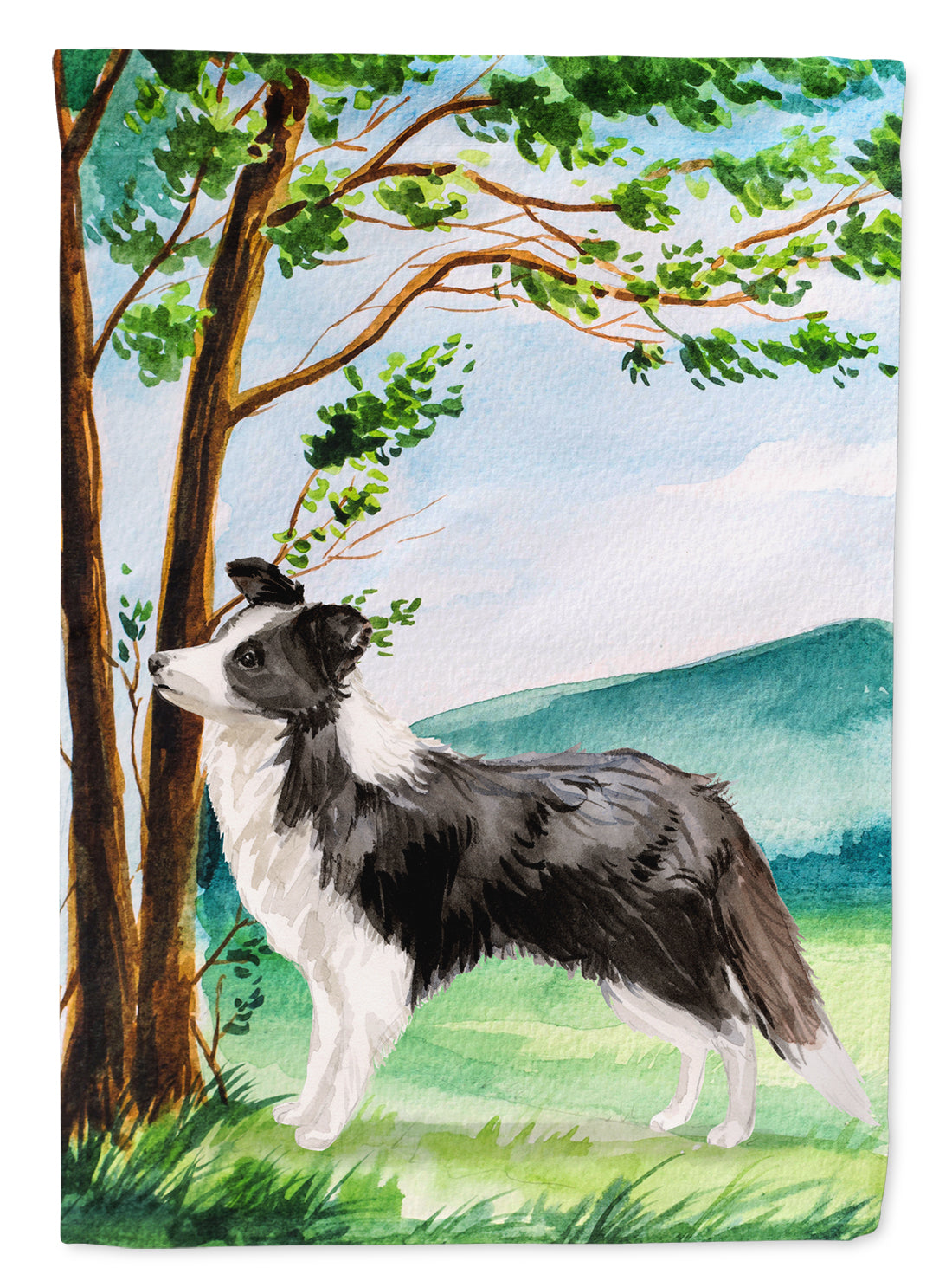 Under the Tree Border Collie Flag Canvas House Size CK2025CHF  the-store.com.