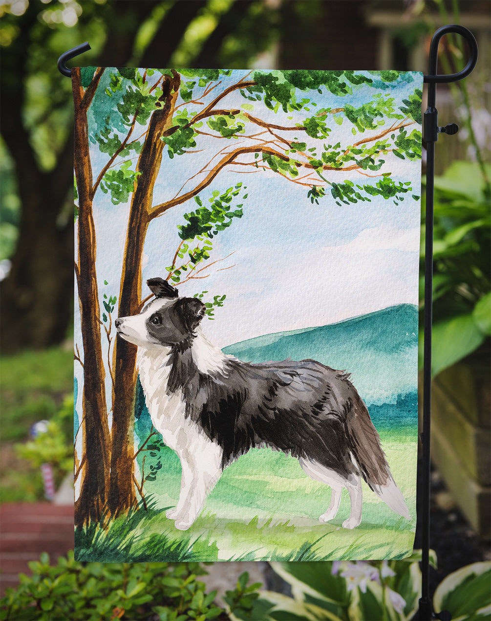 Under the Tree Border Collie Flag Garden Size CK2025GF  the-store.com.