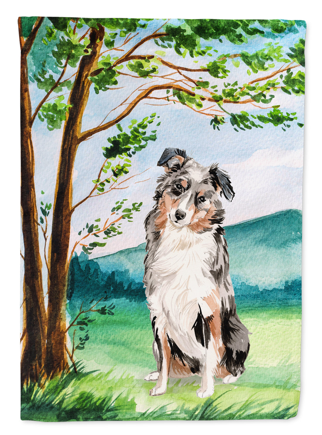 Under the Tree Australian Shepherd Flag Canvas House Size CK2030CHF  the-store.com.