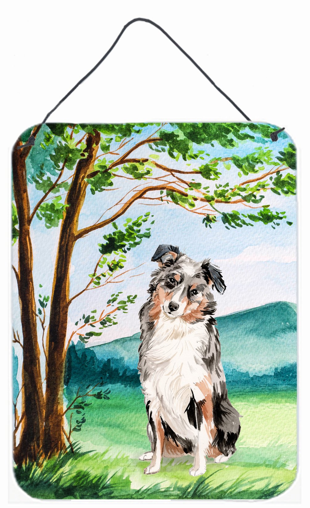 Under the Tree Australian Shepherd Wall or Door Hanging Prints CK2030DS1216 by Caroline's Treasures