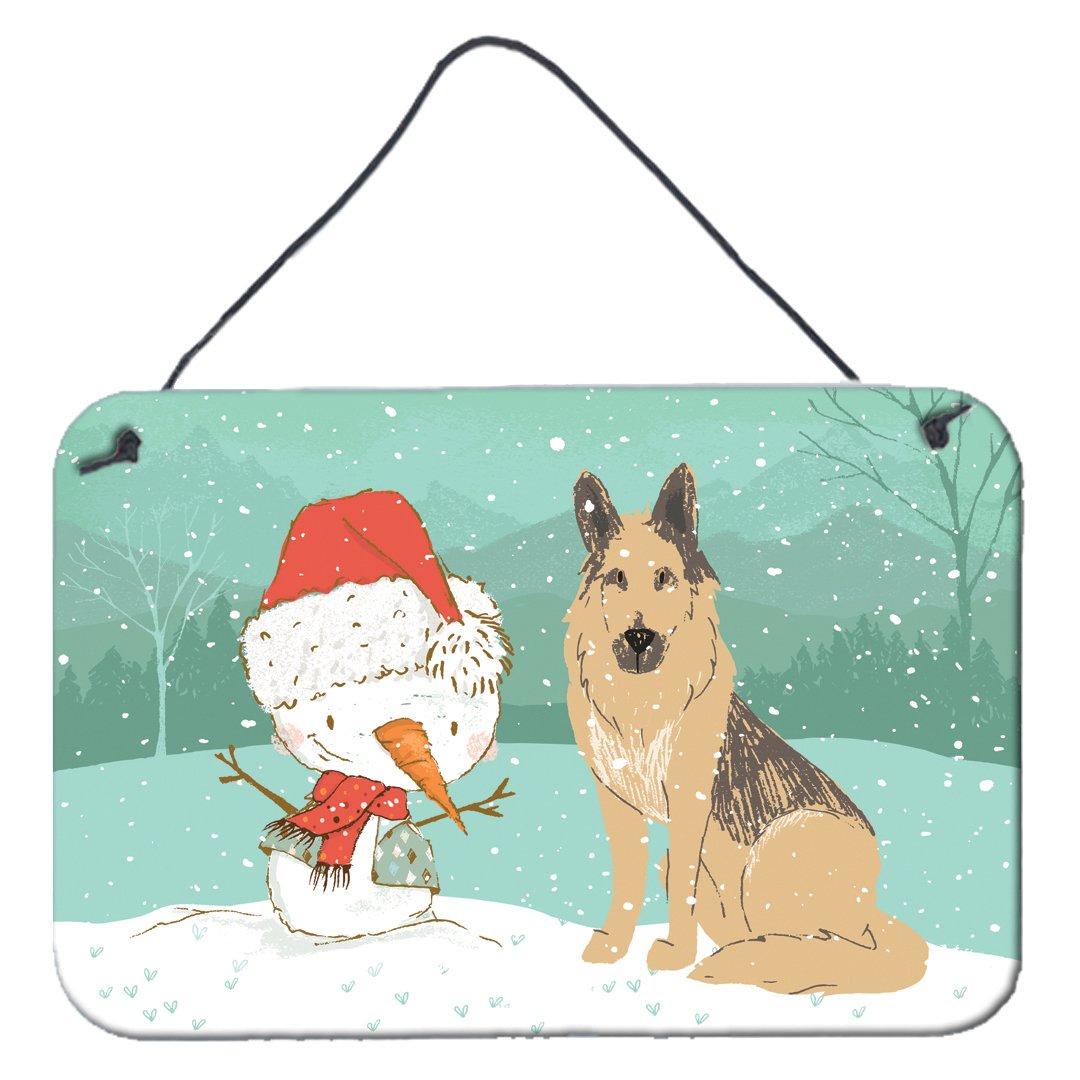 German Shepherd and Snowman Christmas Wall or Door Hanging Prints CK2033DS812 by Caroline&#39;s Treasures