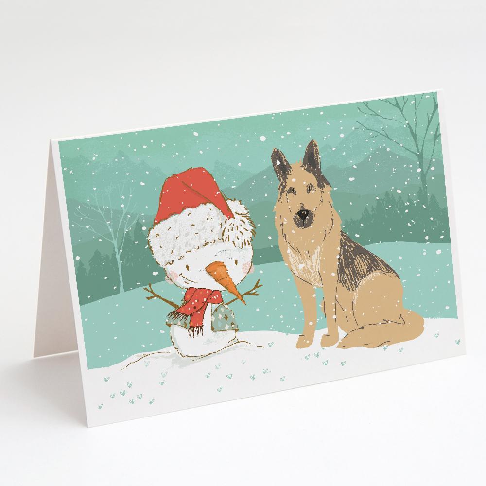 Buy this German Shepherd and Snowman Christmas Greeting Cards and Envelopes Pack of 8