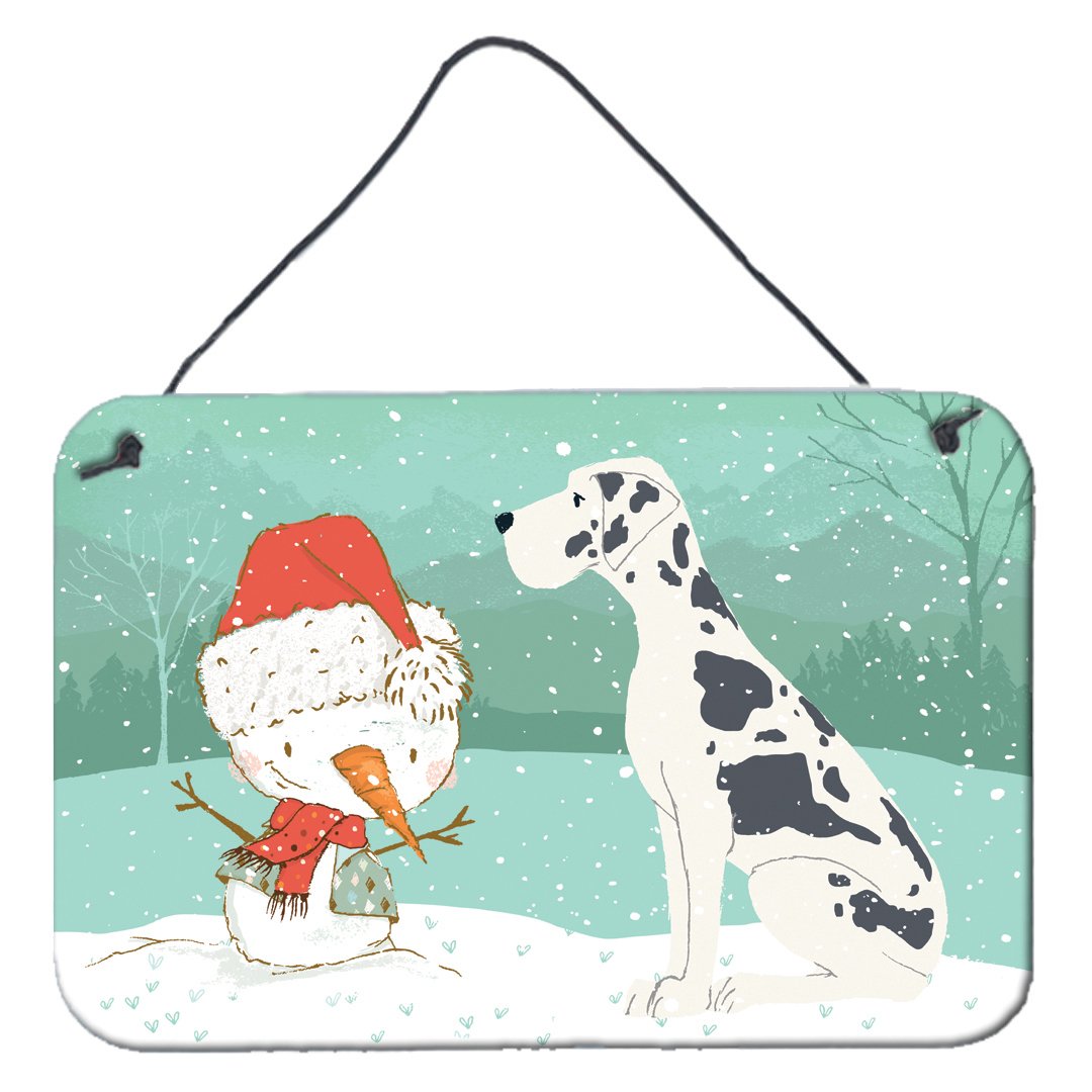 Harlequin Great Dane Snowman Christmas Wall or Door Hanging Prints CK2042DS812 by Caroline&#39;s Treasures