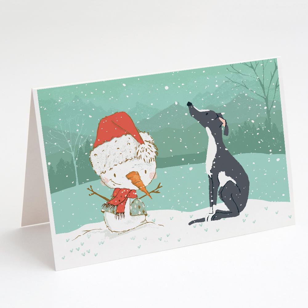 Buy this Black Greyhound Snowman Christmas Greeting Cards and Envelopes Pack of 8