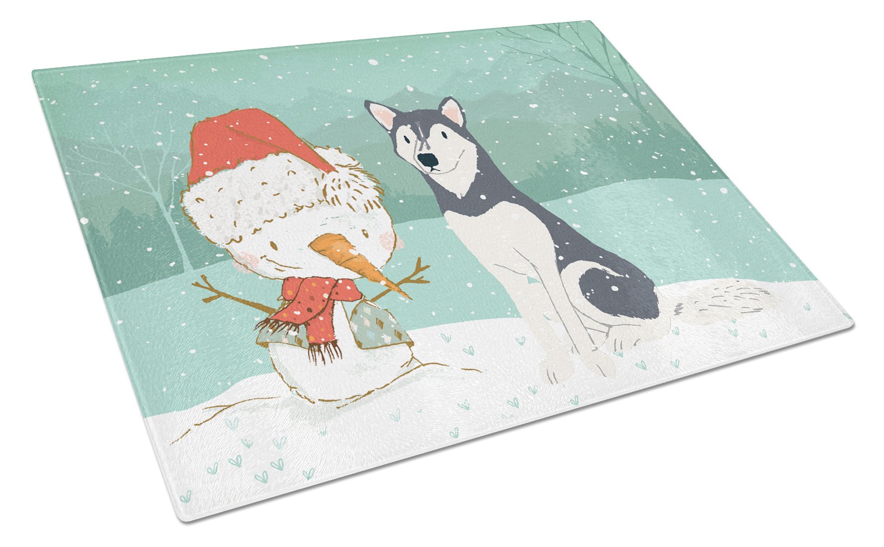 Siberian Husky Snowman Christmas Glass Cutting Board Large CK2046LCB by Caroline's Treasures