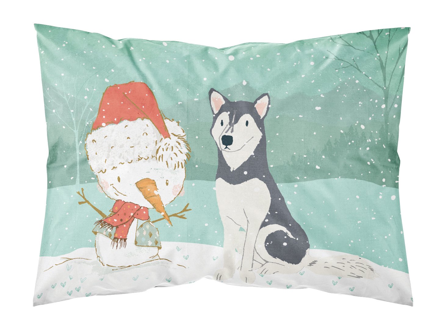 Siberian Husky Snowman Christmas Fabric Standard Pillowcase CK2046PILLOWCASE by Caroline's Treasures