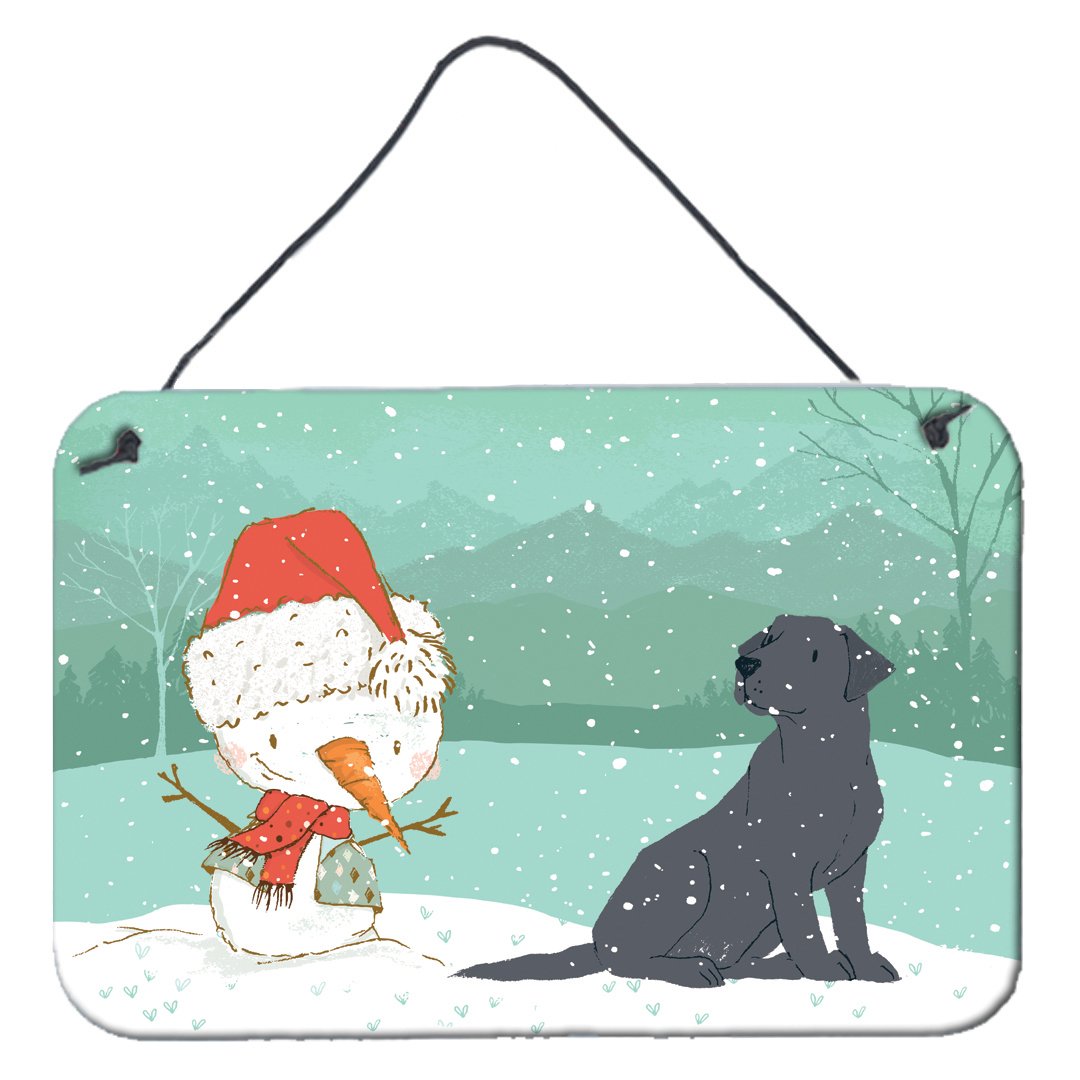 Black Labrador Snowman Christmas Wall or Door Hanging Prints CK2047DS812 by Caroline&#39;s Treasures