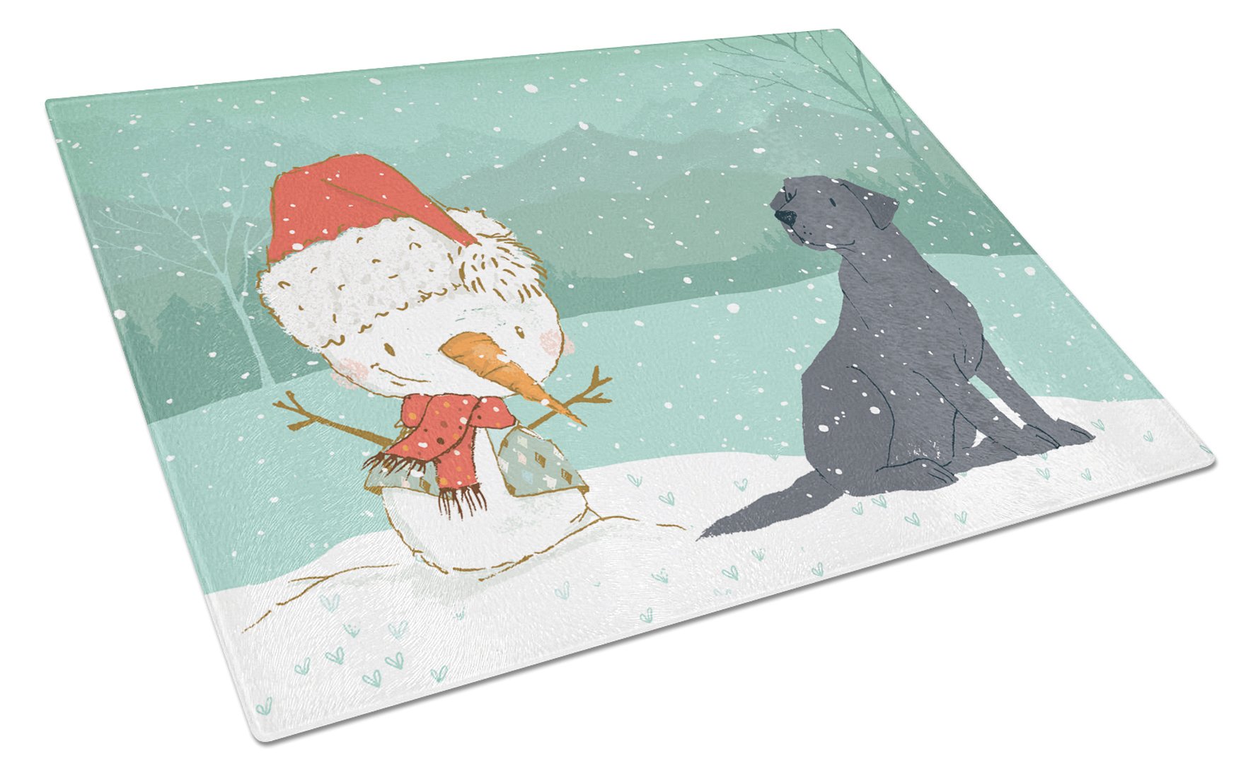 Black Labrador Snowman Christmas Glass Cutting Board Large CK2047LCB by Caroline's Treasures