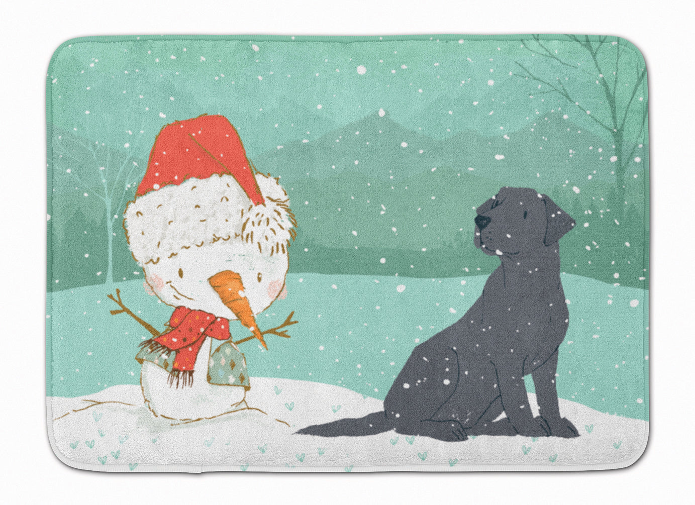 Black Labrador Snowman Christmas Machine Washable Memory Foam Mat CK2047RUG - the-store.com