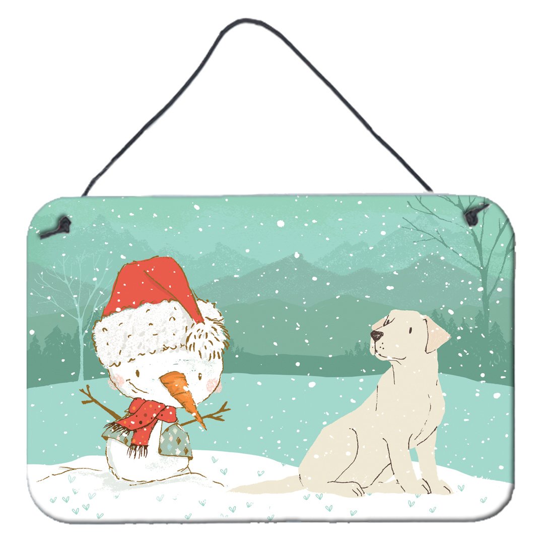 Yellow Labrador Snowman Christmas Wall or Door Hanging Prints CK2049DS812 by Caroline's Treasures