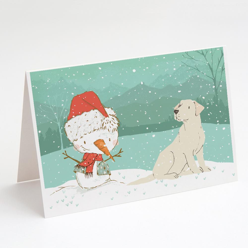 Buy this Yellow Labrador Snowman Christmas Greeting Cards and Envelopes Pack of 8