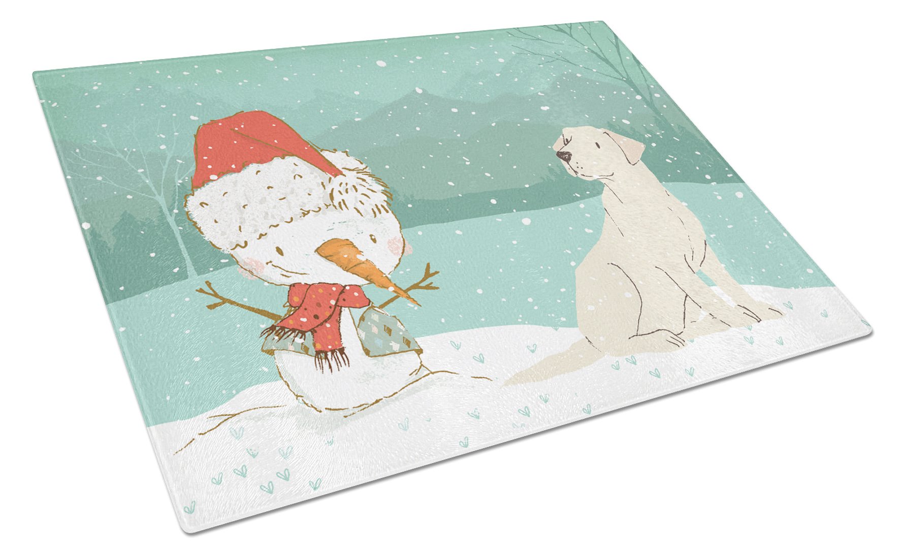 Yellow Labrador Snowman Christmas Glass Cutting Board Large CK2049LCB by Caroline's Treasures