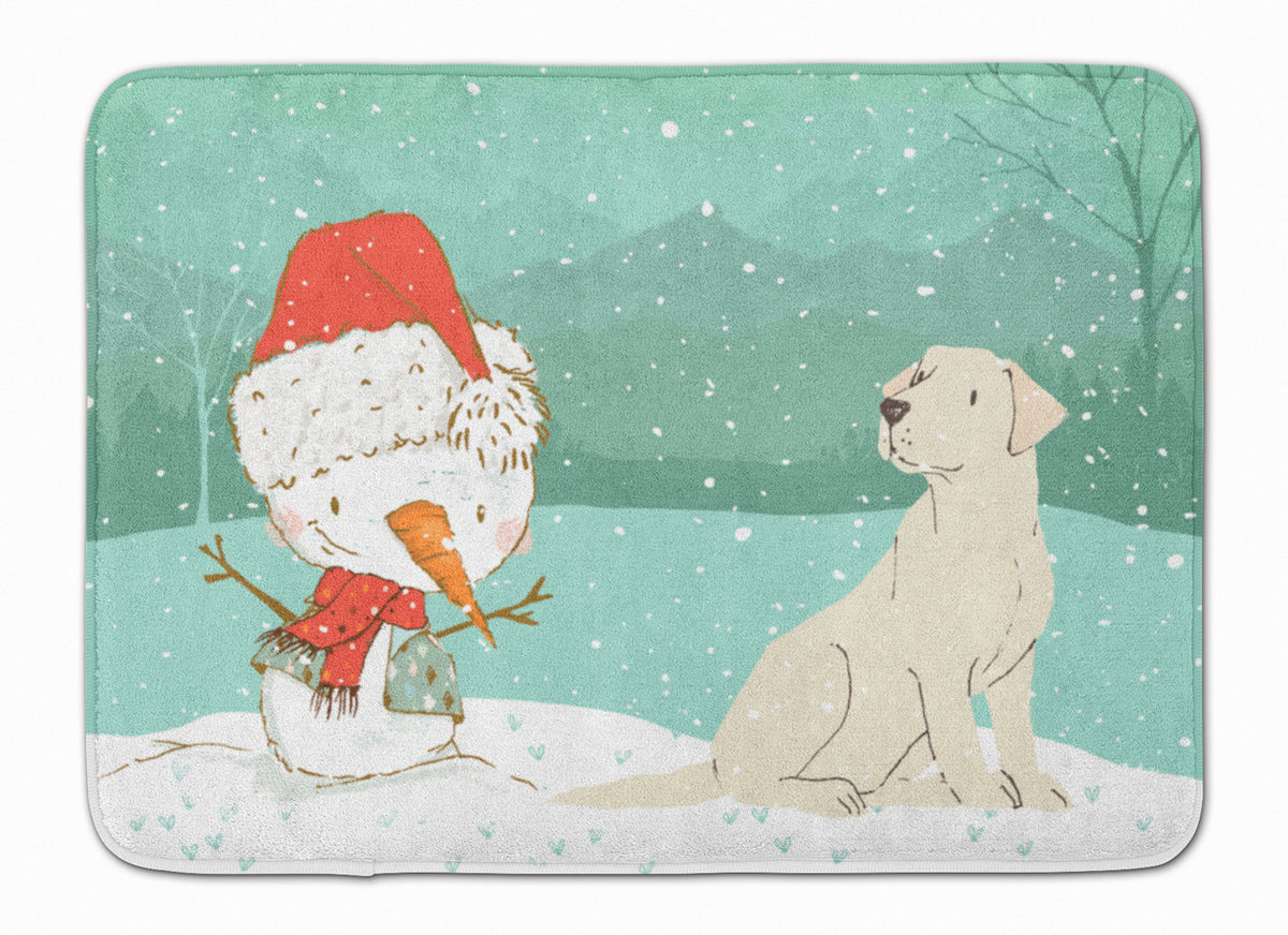 Yellow Labrador Snowman Christmas Machine Washable Memory Foam Mat CK2049RUG - the-store.com