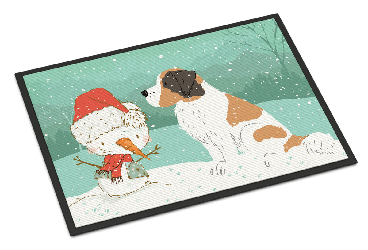 Saint Bernard Snowman Christmas Indoor or Outdoor Mat 18x27 CK2050MAT - the-store.com