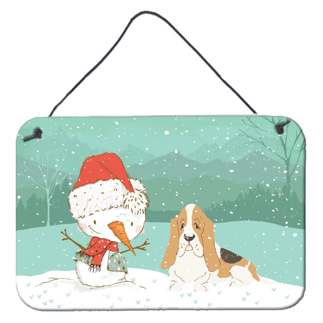 Basset Hound Snowman Christmas Wall or Door Hanging Prints CK2051DS812 by Caroline&#39;s Treasures