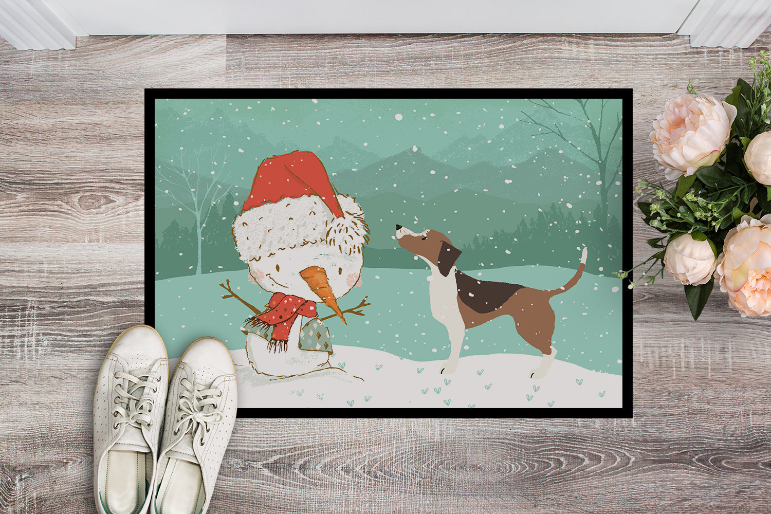 Beagle Snowman Christmas Indoor or Outdoor Mat 18x27 CK2052MAT - the-store.com